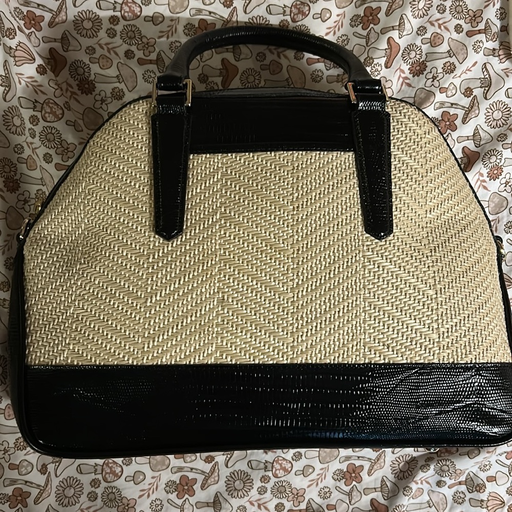 Brahmin Black and Cream Floral Shoulder Bag - Picture 5 of 8